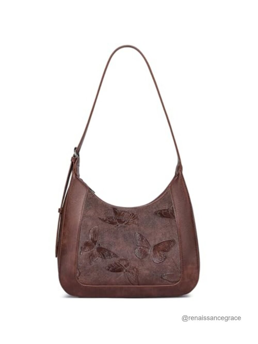 Small Vegan Leather Butterfly Hobo Shoulder Bag Adjustable Strap Women Purse